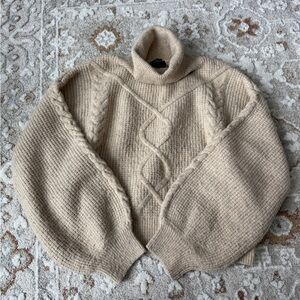 Bardot Beige Cable Knit Turtleneck Sweater